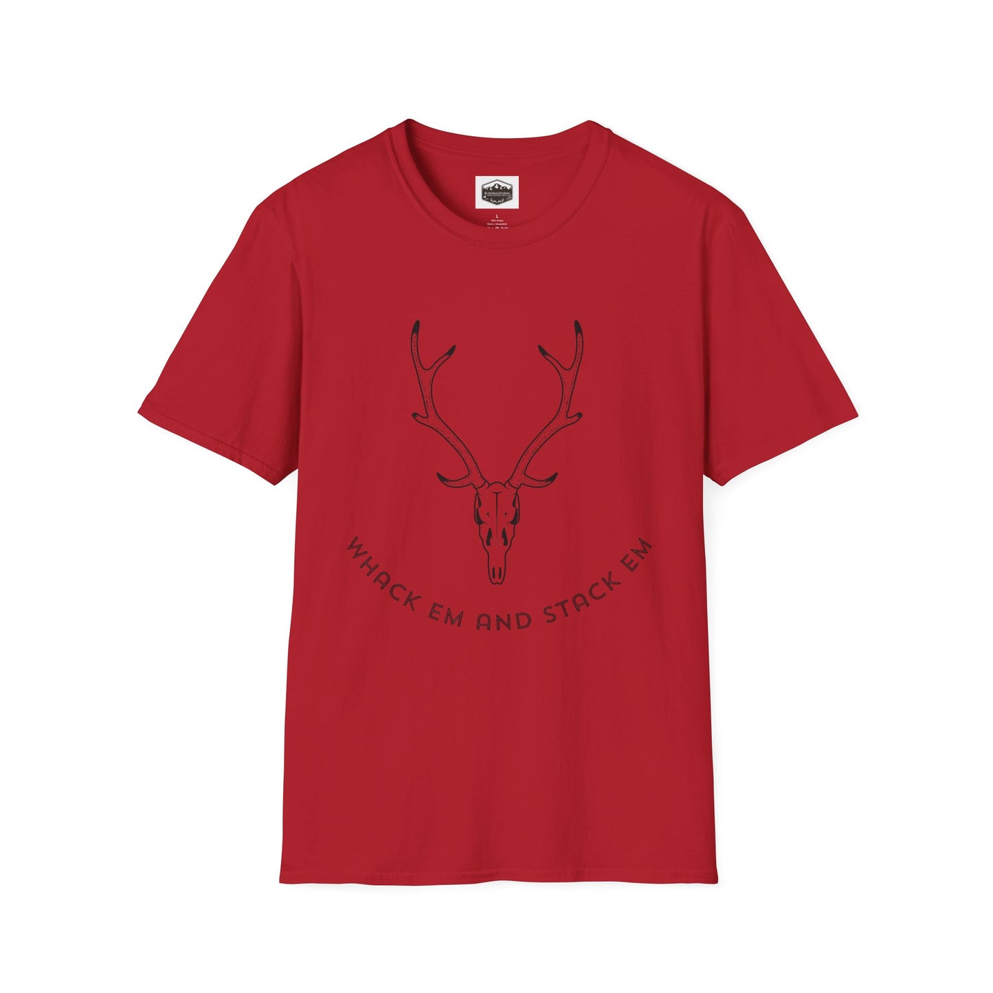 Deer Hunting Whack 'em Stack 'em Unisex Softstyle T-Shirt, Funny Hunting Tee, Hunting Season Shirt, Deer Hunter Gift, Outdoor Apparel