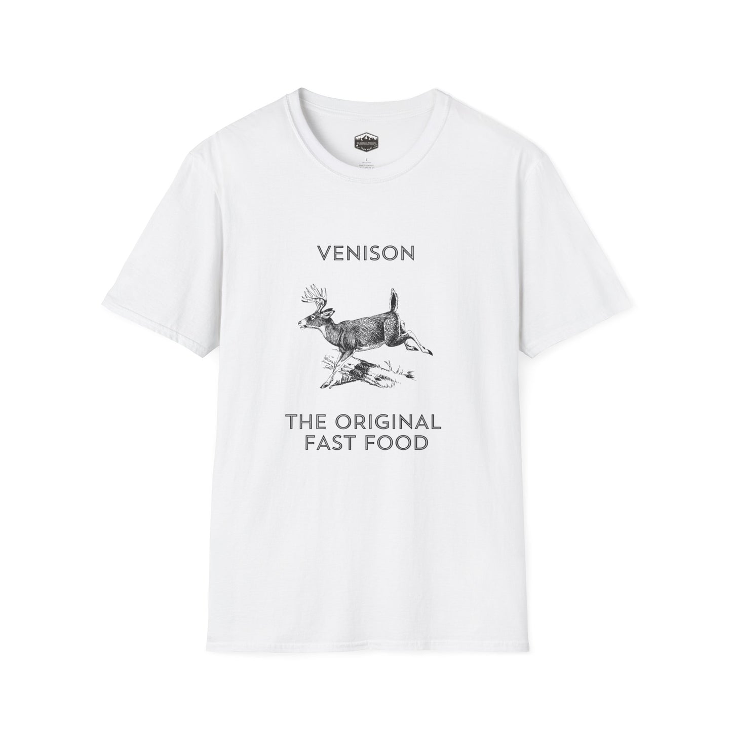 Venison Hunter T-Shirt, Unisex Softstyle Tee, Original Fast Food Graphic Shirt, Hunting Season Apparel, Hunter Gift