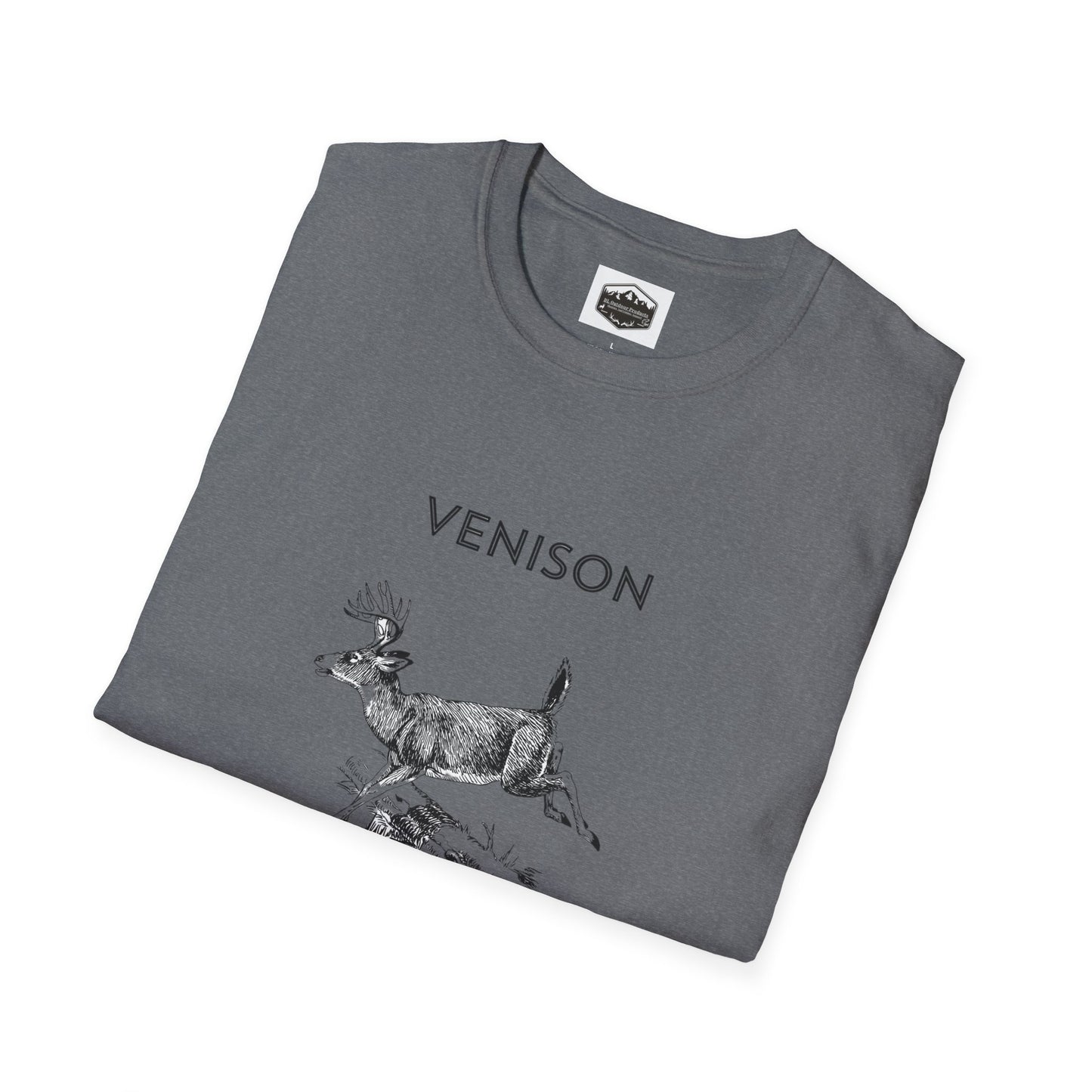 Venison Hunter T-Shirt, Unisex Softstyle Tee, Original Fast Food Graphic Shirt, Hunting Season Apparel, Hunter Gift